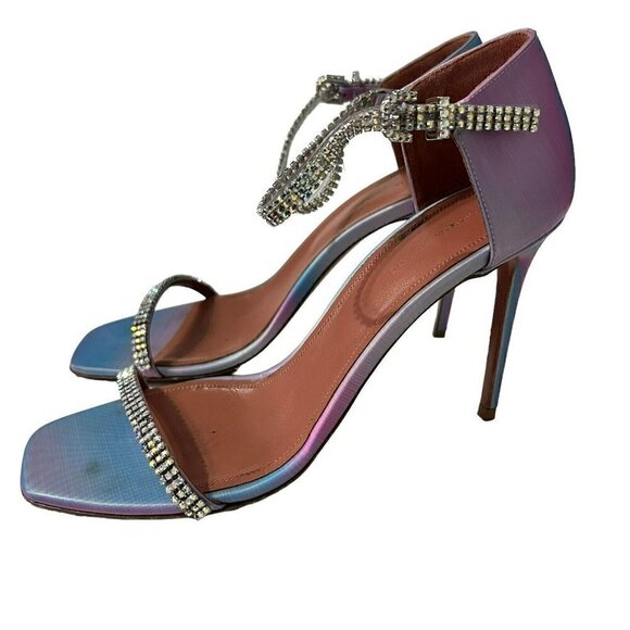Amina Muaddi Ursina Crystal Embellished Sandal Heels Size 39.5 - Picture 2 of 9